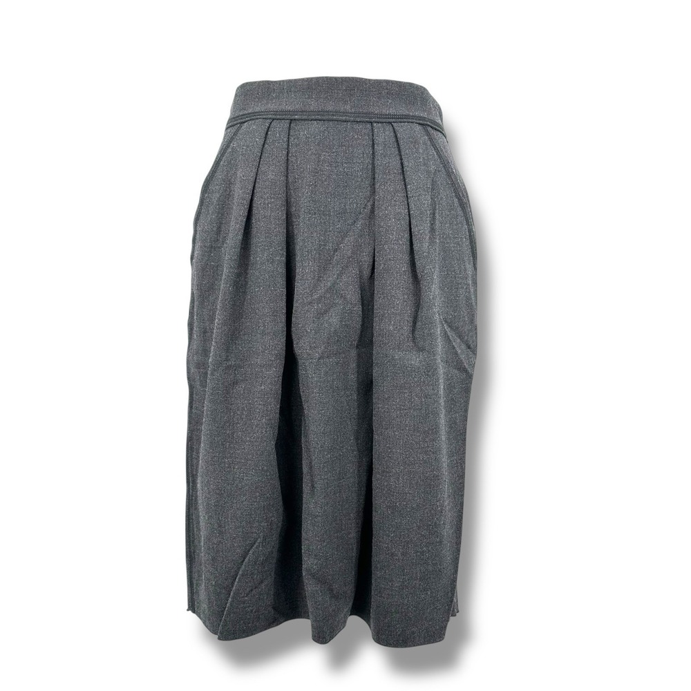 Dolce & Gabbana Gray Virgin Wool Pleated Midi Skirt IT42 US6 Italy Office Career